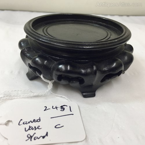 Old Oriental Carved Hardwood Vase Stand