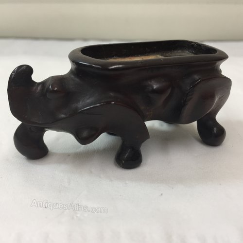 Old Oriental Hardwood Carved Netsuke Stand