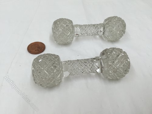Pr Victorian Cut Glass Knife Rests circa 1870