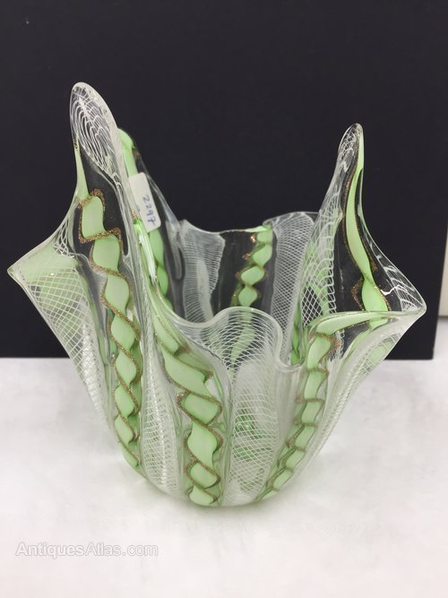 Venetian Glass Handkerchief Vase circa 1900