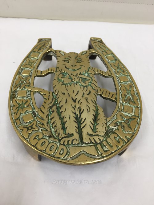 Victorian Brass Novelty Cat Trivet circa 1890