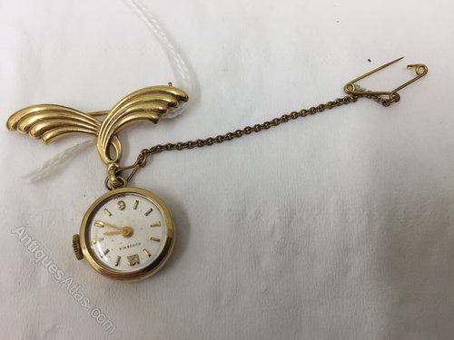 Vintage Costume Jewellery Brooch , Fob Watch