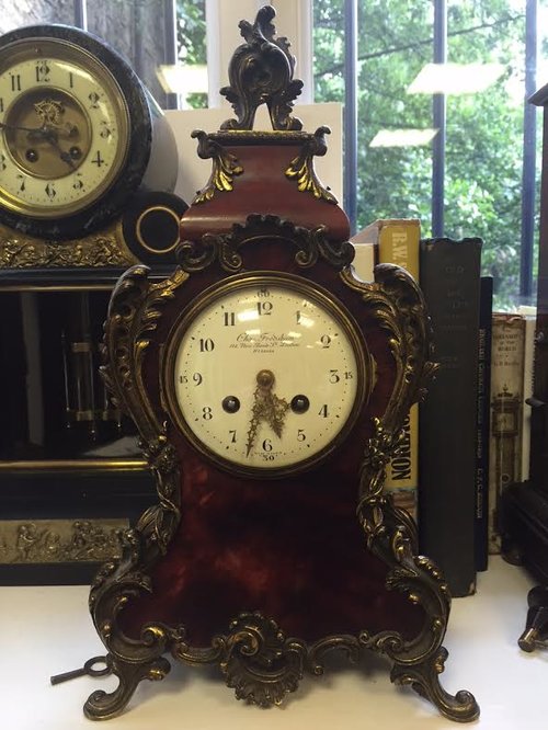 19thC French Tortoise Shell Chiming Mantel clock
