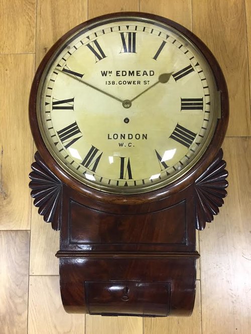 C 1860 Mahogany drop Dial Fusee wall clock
