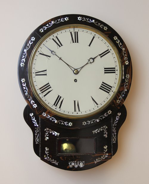 Early Victorian Coramandal drop dial wall Clock