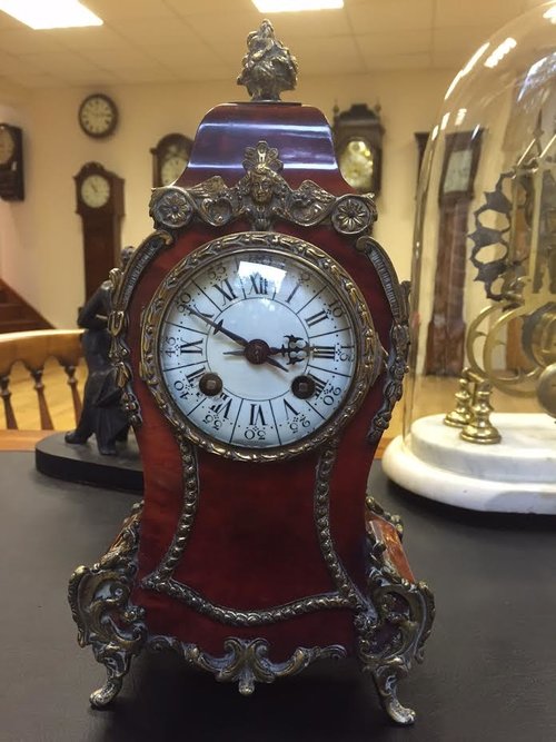 Late 19th C French Tortoise shell mantel clock