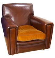 antique furniture french leather club chair French Leather club chair