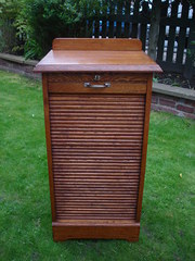Antique Oak Tambour Filing Cab