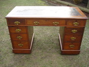antique furniture walnut pedestal desk w Antique Walnut Pedestal Desk W