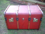 Antique Wooden Bound Canvas Tr