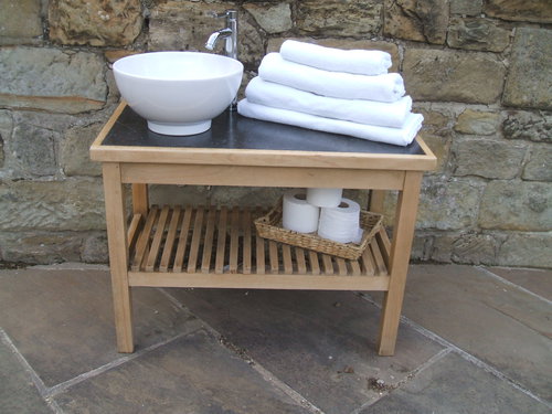 Antique White Oak & Black Marble Vanity Unit White Oak & Black Marble Vanity Unit