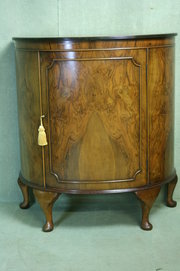 antique furniture burr walnut art deco demi lune Burr Walnut Art Deco Demi Lune