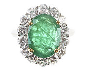 antique jewellery emerald and diamond ring c1950 Emerald and Diamond Ring c1950