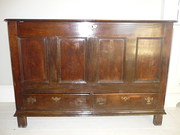 antique furniture early 18th c oak mule chest Early 18th C Oak Mule Chest