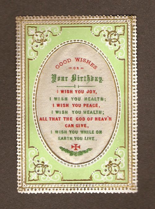 Victorian Silk Birthday Card - Circa 1880s Victorian Silk Birthday Card - Circa 1880s