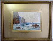 Fishing Boats Off A Rocky Shor