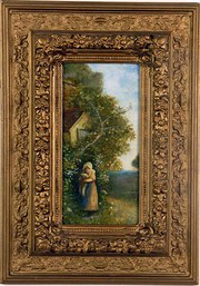 antique art, paintings, pictures gathering apples frederick hin Gathering Apples Frederick Hin