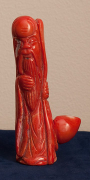 japanese / oriental antiques chinese red coral figure of sh Chinese red coral figure of Sh
