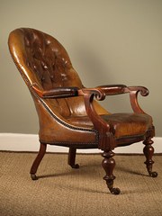 A Mid Victorian Leather Librar