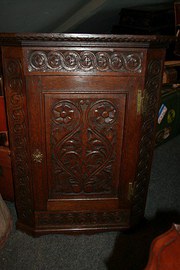 Antique Oak Corner Cupboard