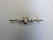 Edwardian Peridot  Pearl Brooc
