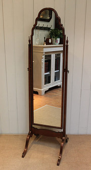 1920s Walnut Cheval Mirror