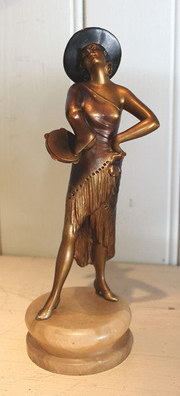 Art Deco patinated spelter fig