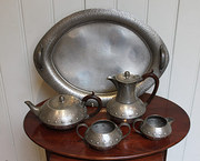 Arts And Crafts Pewter Tea And