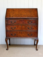 Burr Walnut Three Drawer Burea