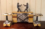 French Art Deco Clock Garnitur