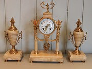 Siena Marble Clock Garniture