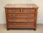 Solid Oak Marble top Side Cabi