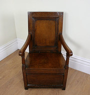 antique furniture welsh oak high back lambing ch Welsh Oak High Back Lambing Ch