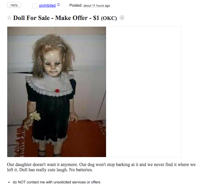 Spooky doll laughs without batteries