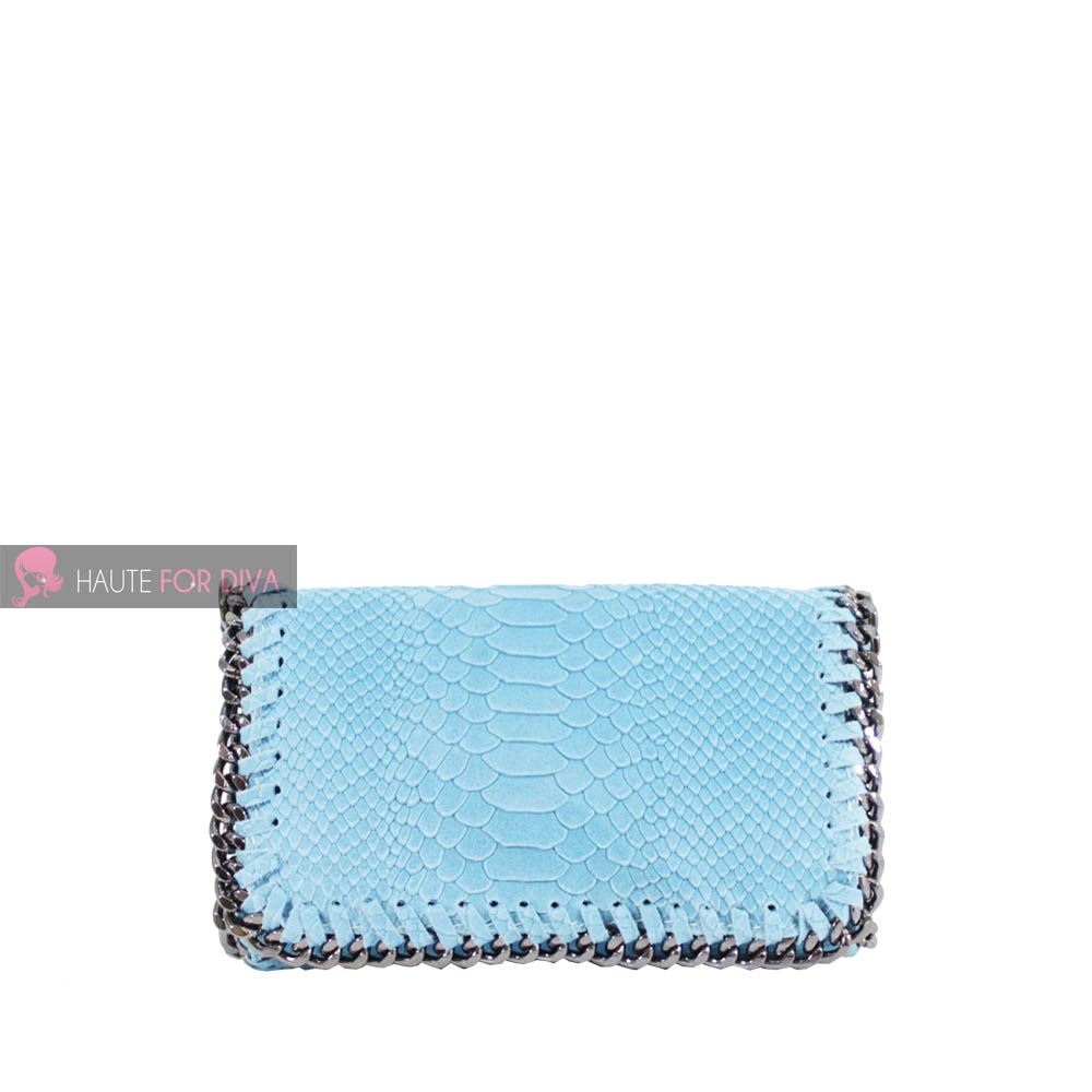 NEW LADIES CHAIN DESIGN STITCH DETAIL SNAKESKIN CROC GENUINE LEATHER HANDBAG