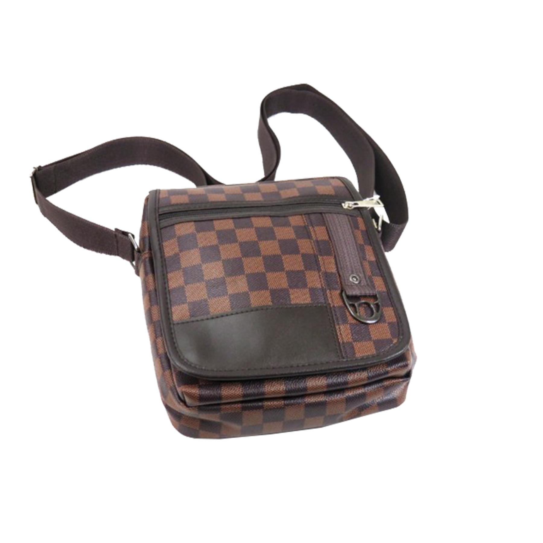 New Ladies Faux Leather Check Print Crossbody Bag Purse Wallet