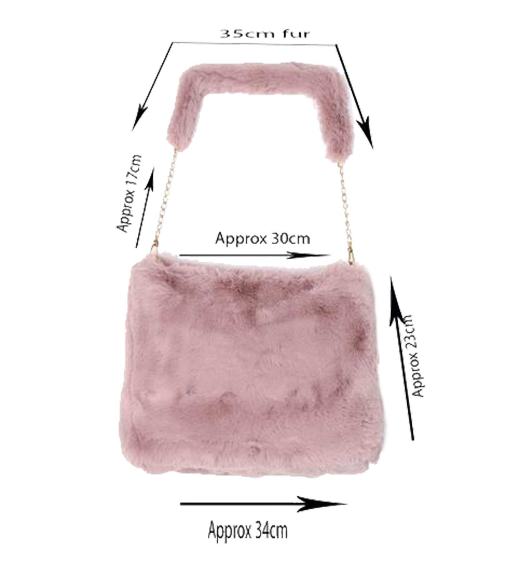 New Chain Strap Synthetic Fur Slouchy Shoulder Bag Handbag
