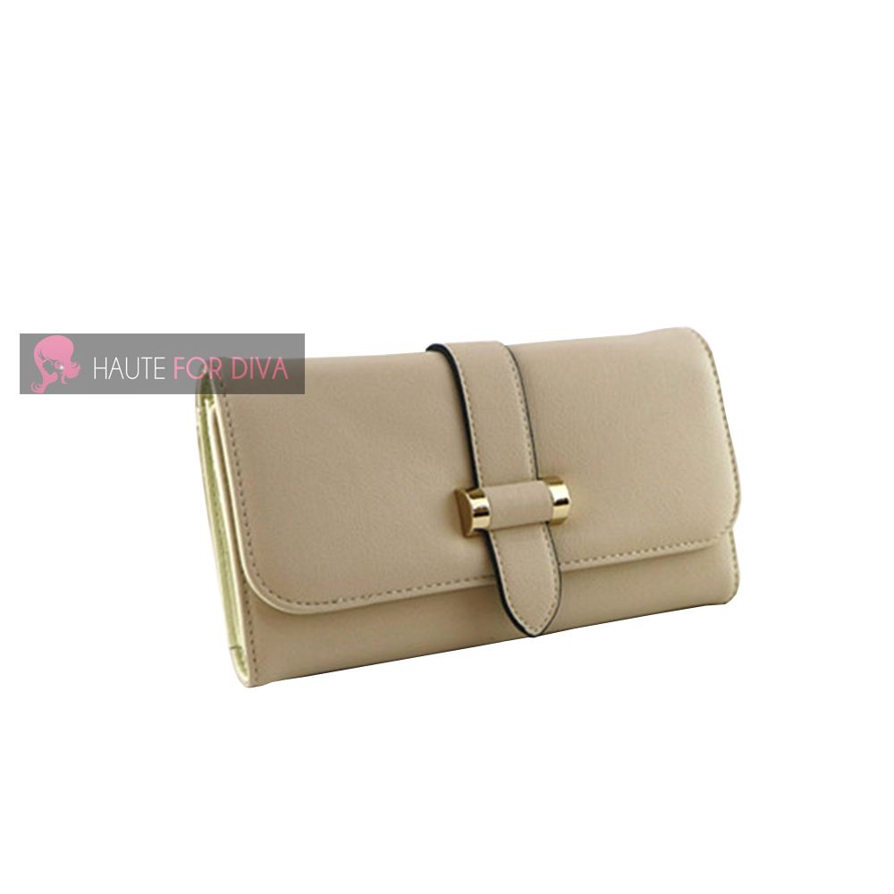 WOMENS NEW FAUX LEATHER STRAP DETAIL CARD SLOTS PHOTO WINDOW WALLET PURSE