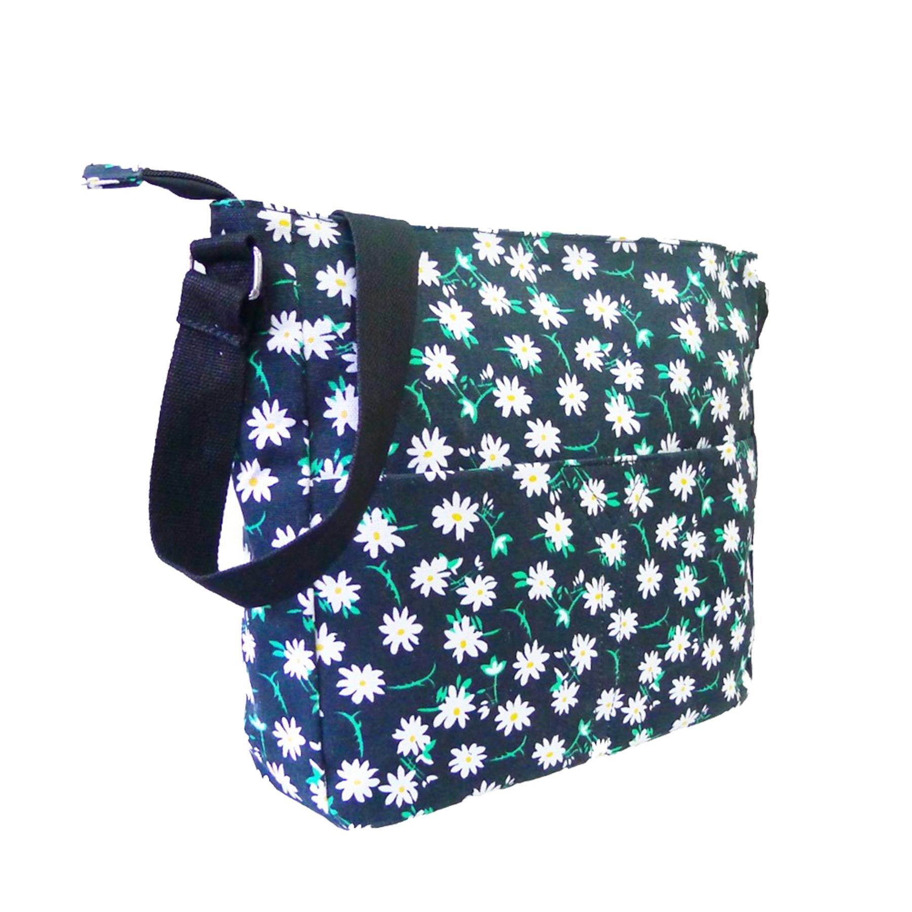 New Star Heart Floral Print Ladies Canvas Festival Crossbody Bag