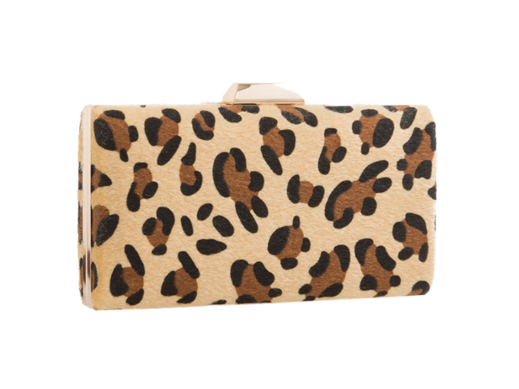 New Ladies Leopard Print Design Compact Gold Chain Buckle Clutch Bag