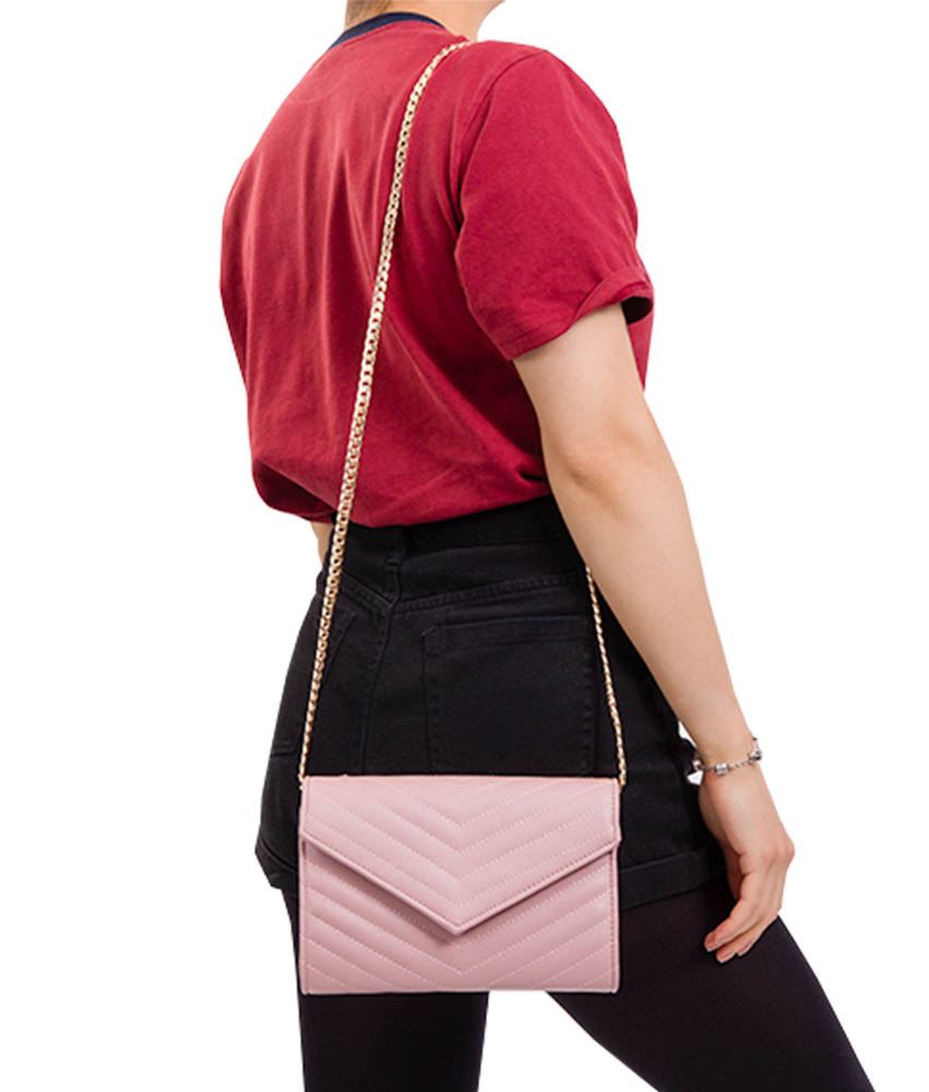 LADIES NEW FAUX LEATHER QUILTED CHAIN STRAP EVENING CLUTCH SHOULDER BAG