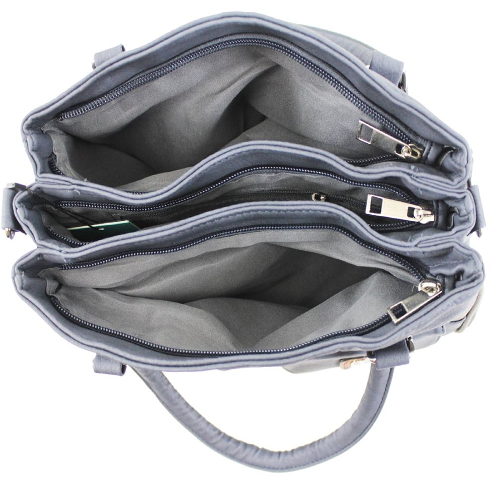 New Front Zipped Pockets Faux Leather Ladies Handbag Crossbody Bag