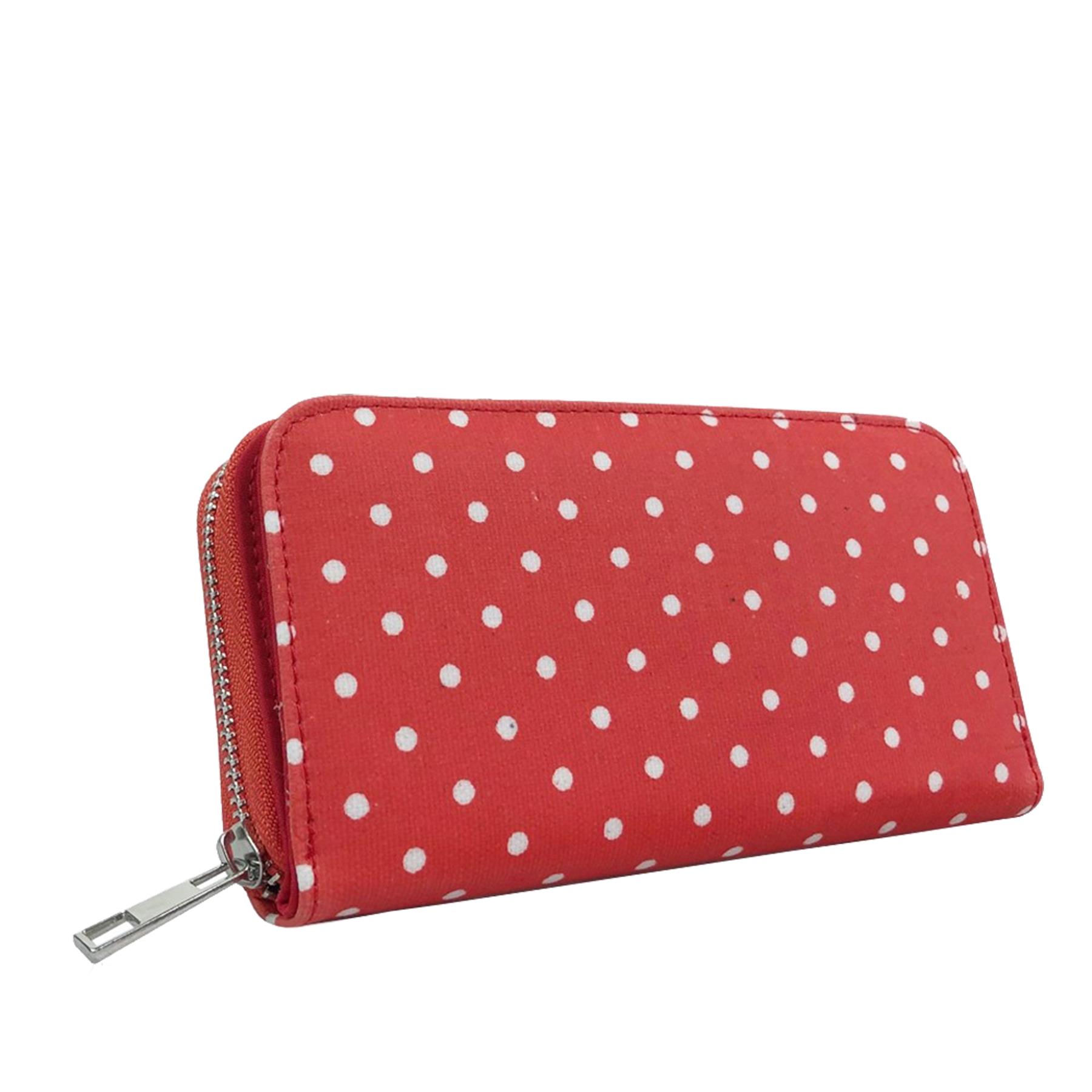 New Women/'s Petit Motif à Pois Toile Large Sac à Main Portefeuille