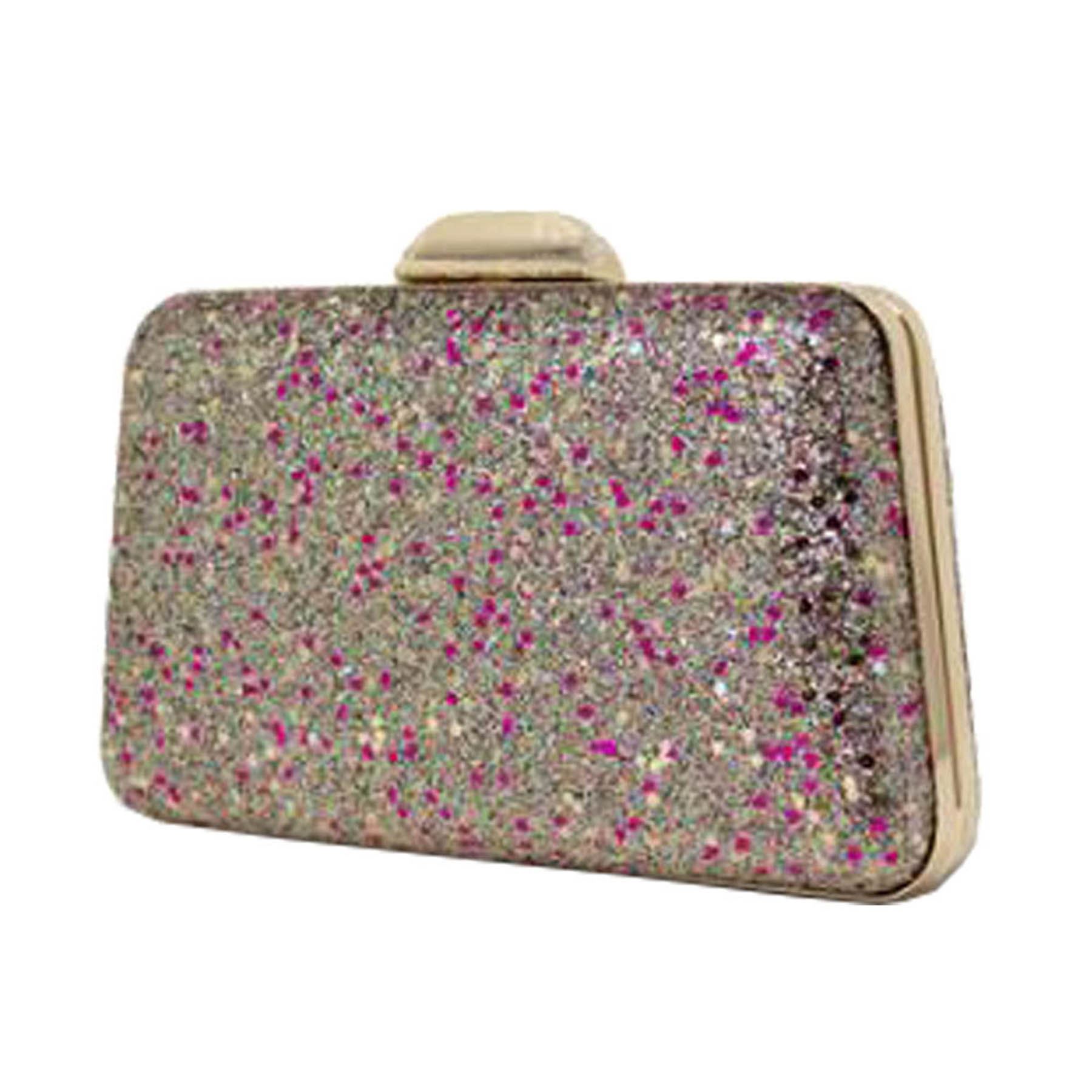 New Ladies Glitter Hardcase Box Bridal Evening Small Clutch Bag Handbag