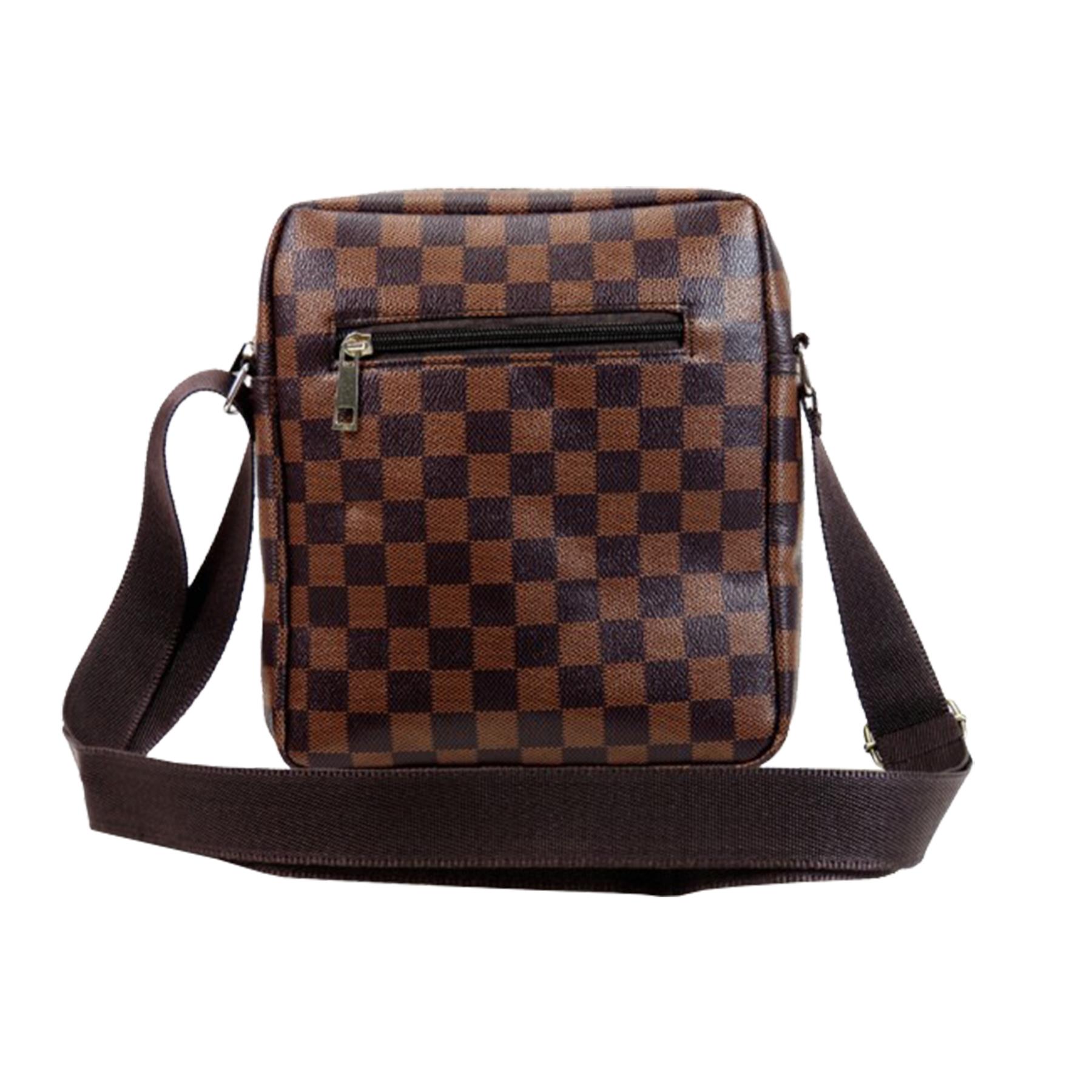 New Ladies Faux Leather Check Print Crossbody Bag Purse Wallet