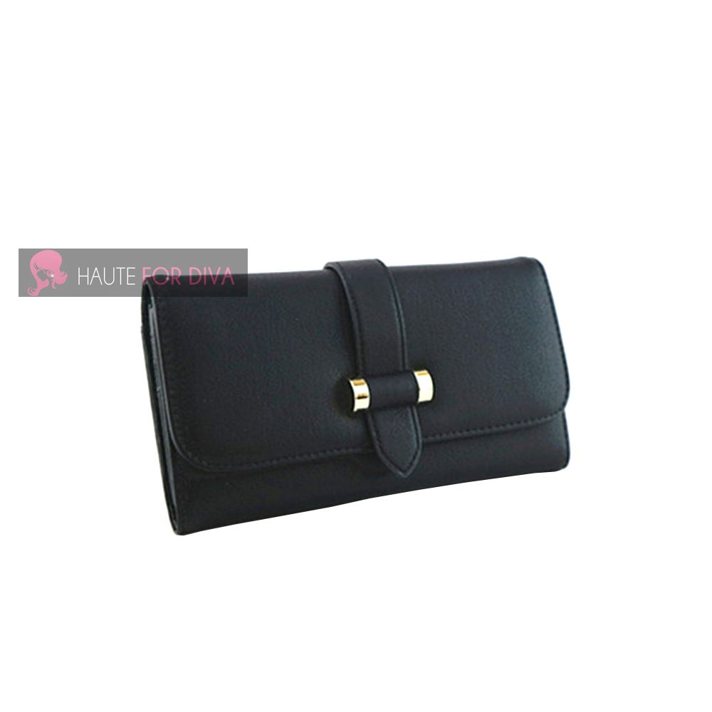WOMENS NEW FAUX LEATHER STRAP DETAIL CARD SLOTS PHOTO WINDOW WALLET PURSE
