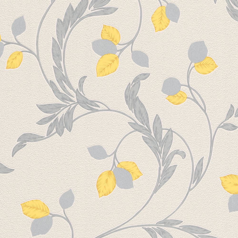 Erismann Brillante Patrón Floral con Hojas Papel Pintado con Purpurina Hojas