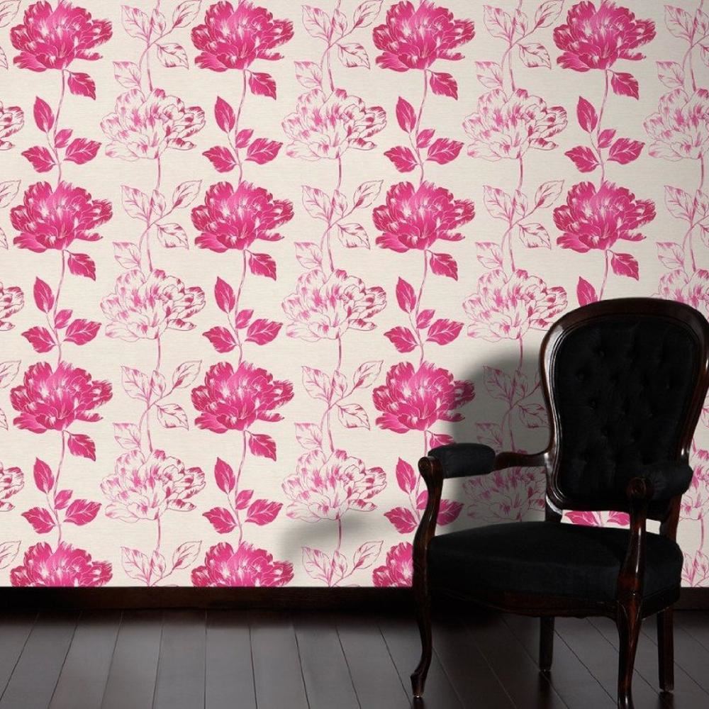 NEW AS CREATION PURE FLORAL PATTERN FLOWER LEAF MOTIF TEXTURED VINYL WALLPAPER
