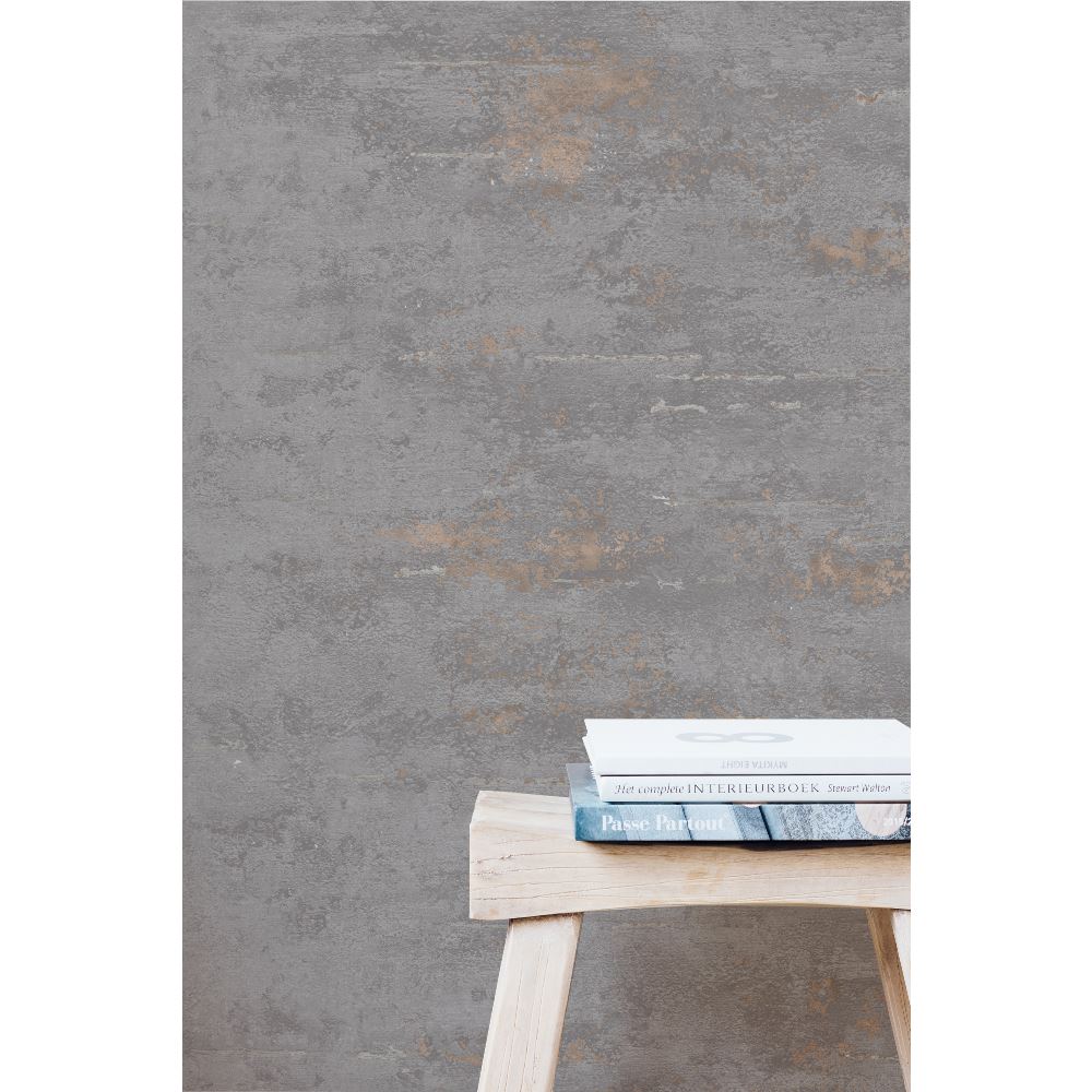 Grandeco Orion Concrete Industrial Stone Distressed Metallic Grey Wallpaper