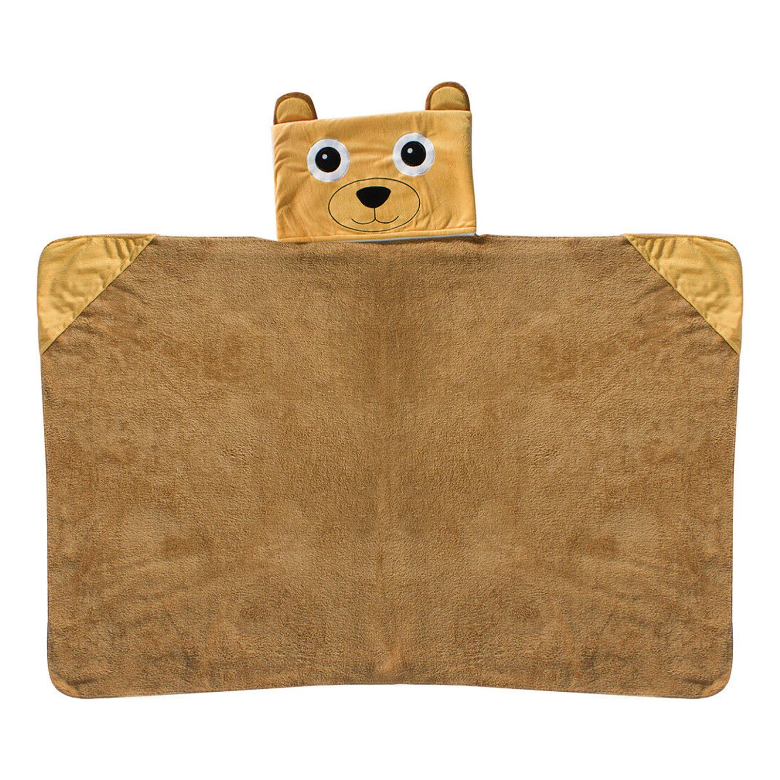 Kids Hooded Cuddle Blanket Changeable Fleece Wrap Throw Pillow Cushion Bear//Cat